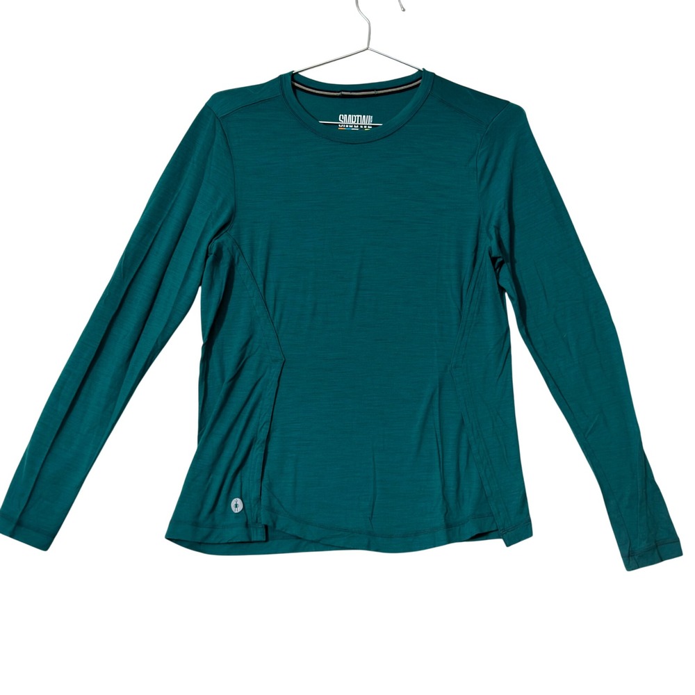 Smartwool Active Shirt Women Medium Green Long Sleeve Merino Wool Performance